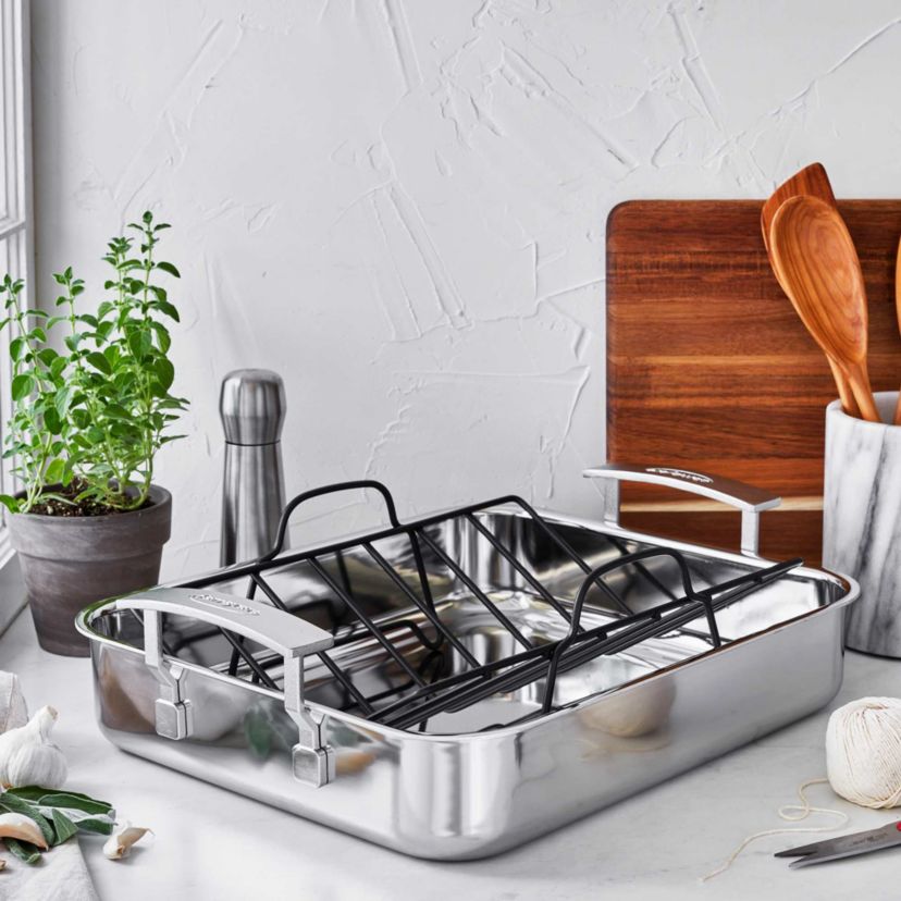 Industry 5-Ply 15.75" Stainless Steel Roasting Pan w/ Rack