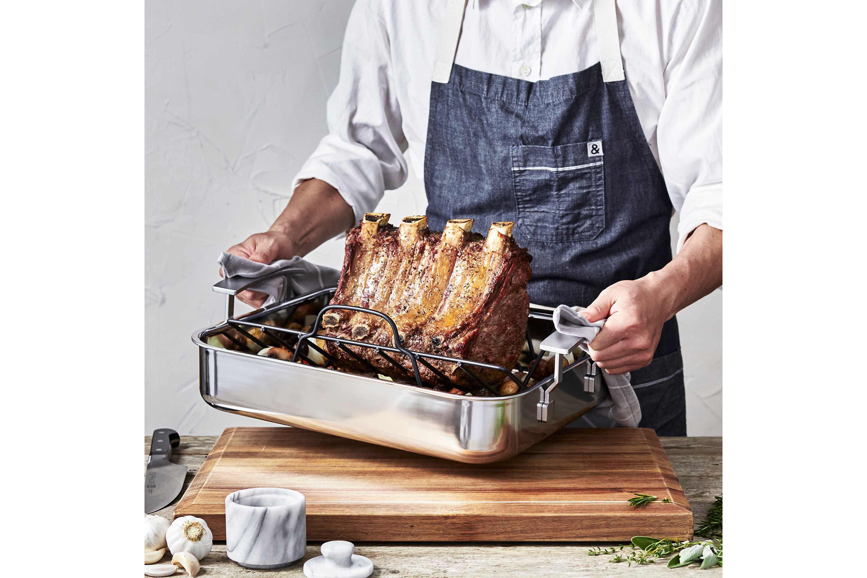 Industry 5-Ply 15.75" Stainless Steel Roasting Pan w/ Rack