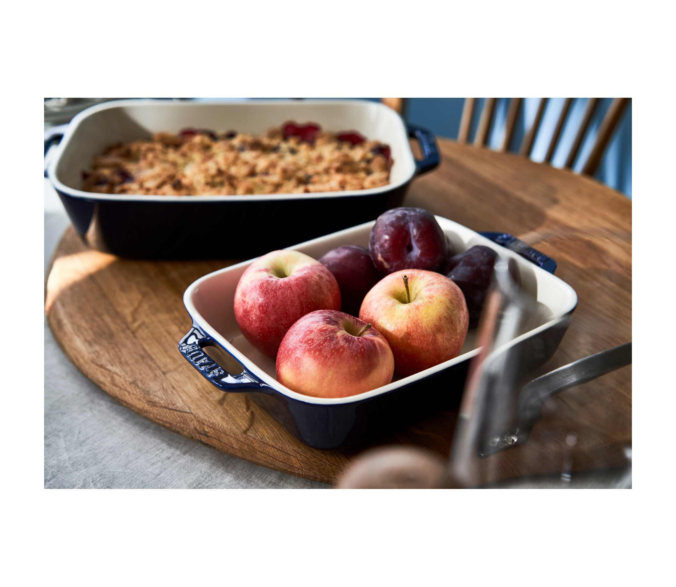3pc Ceramic Rectangular Baking Dish Set Dark Blue