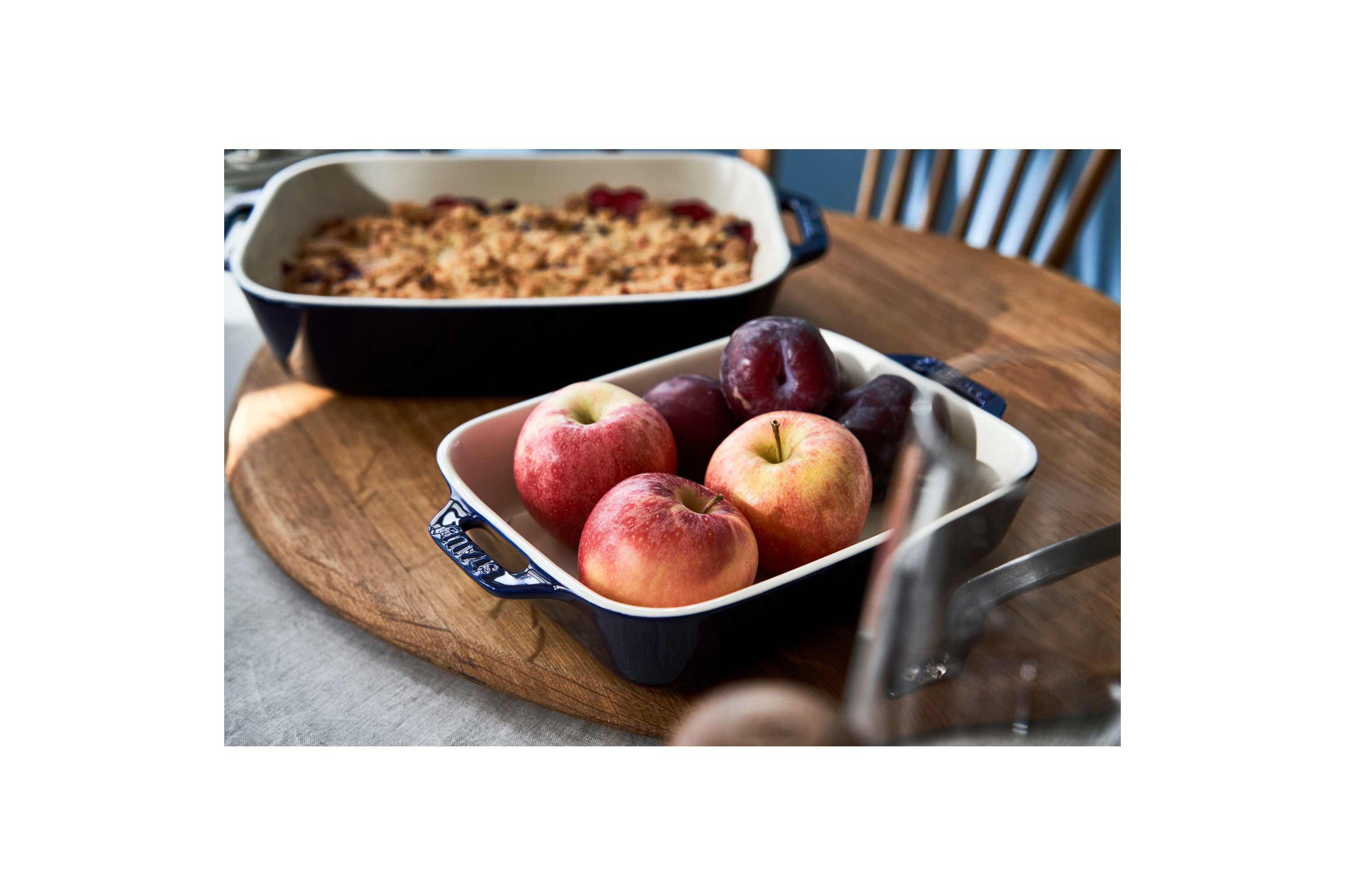 3pc Ceramic Rectangular Baking Dish Set Dark Blue