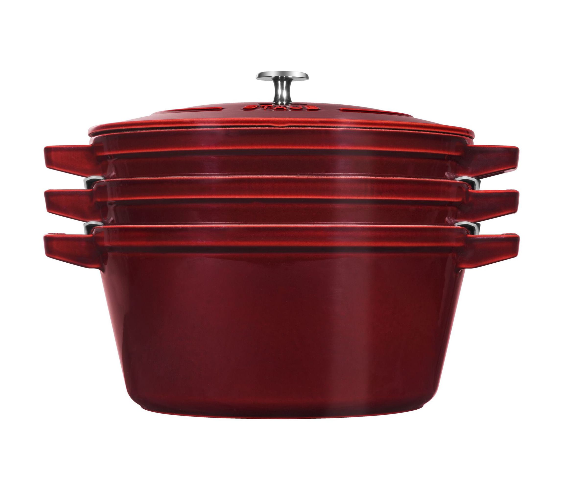 4pc Cast Iron Stackable Cookware Set Grenadine