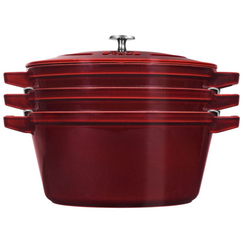 4pc Cast Iron Stackable Cookware Set Grenadine