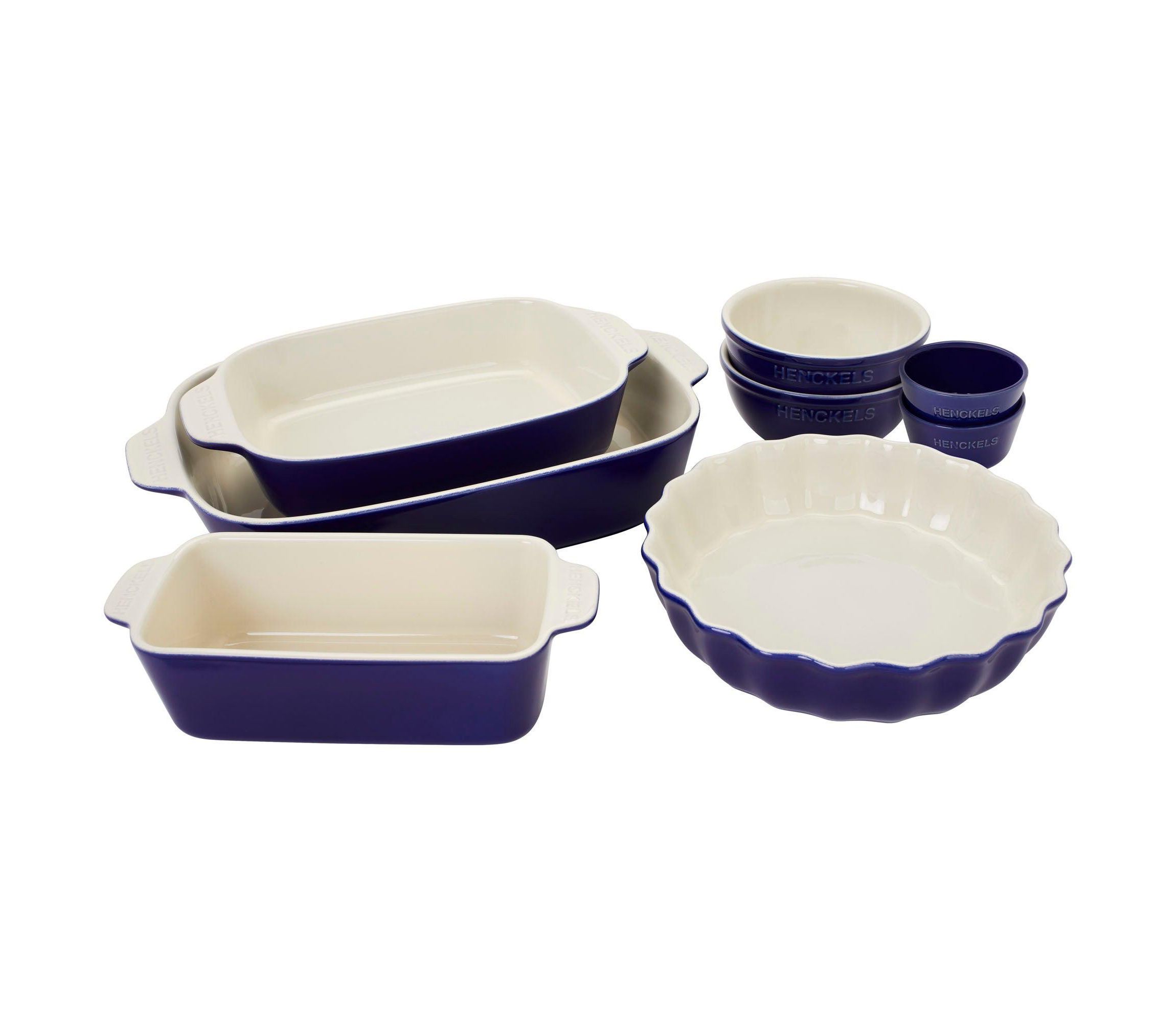 8pc Ceramic Mixed Bakeware & Serving Set Dark Blue