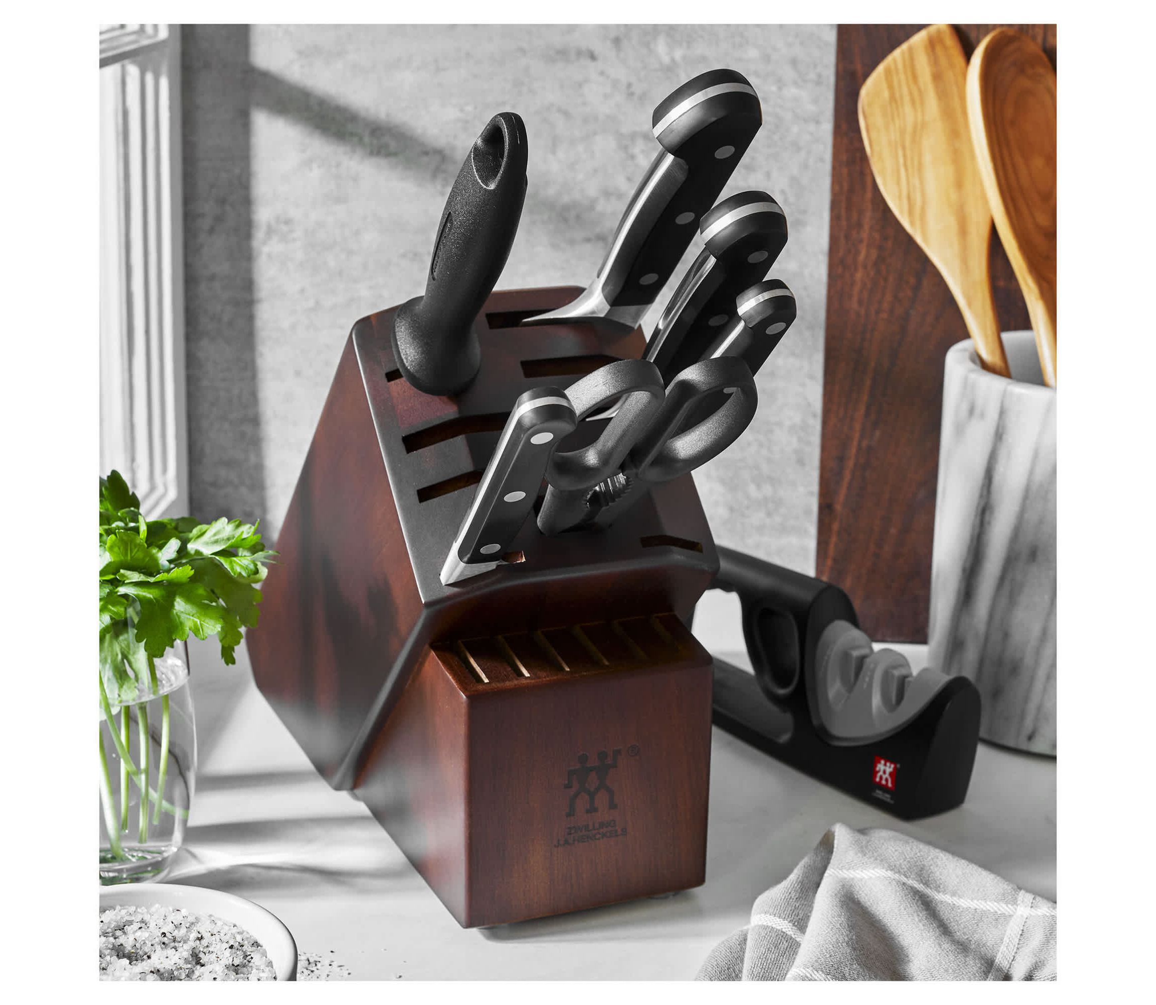 Pro 7pc Knife Block Set w/ Bonus Sharpener