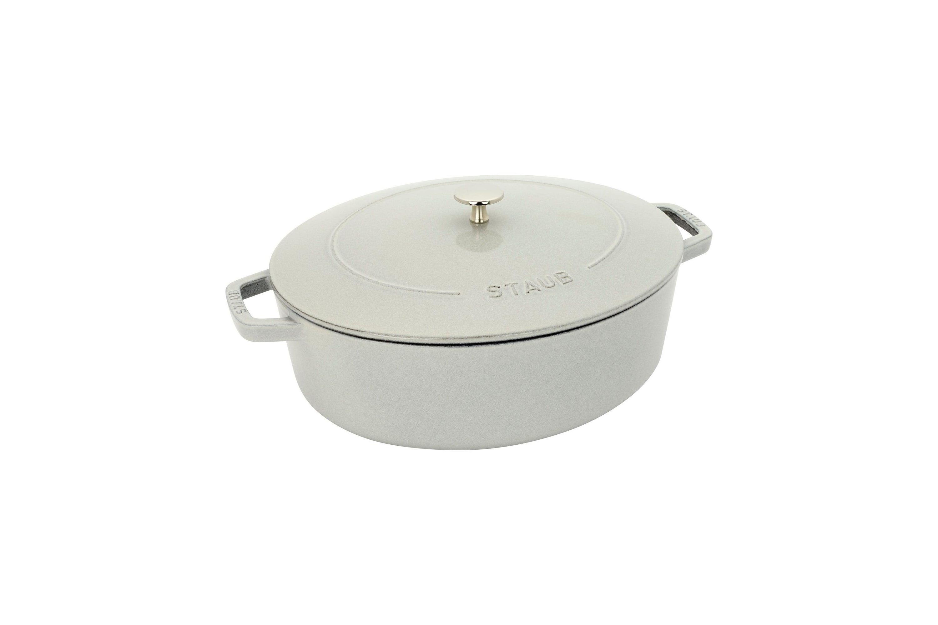 6.25qt Wide Oval Cast Iron Dutch Oven White Truffle