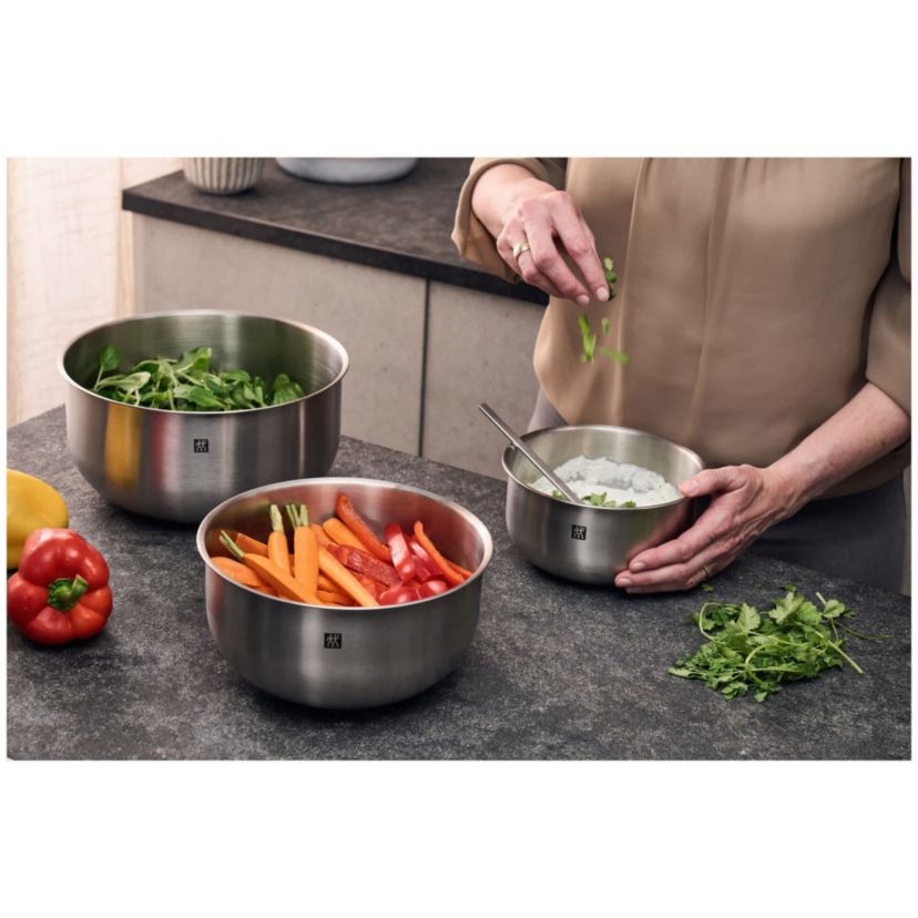3pc Prep Stainless Steel Nesting Bowl Set Silver