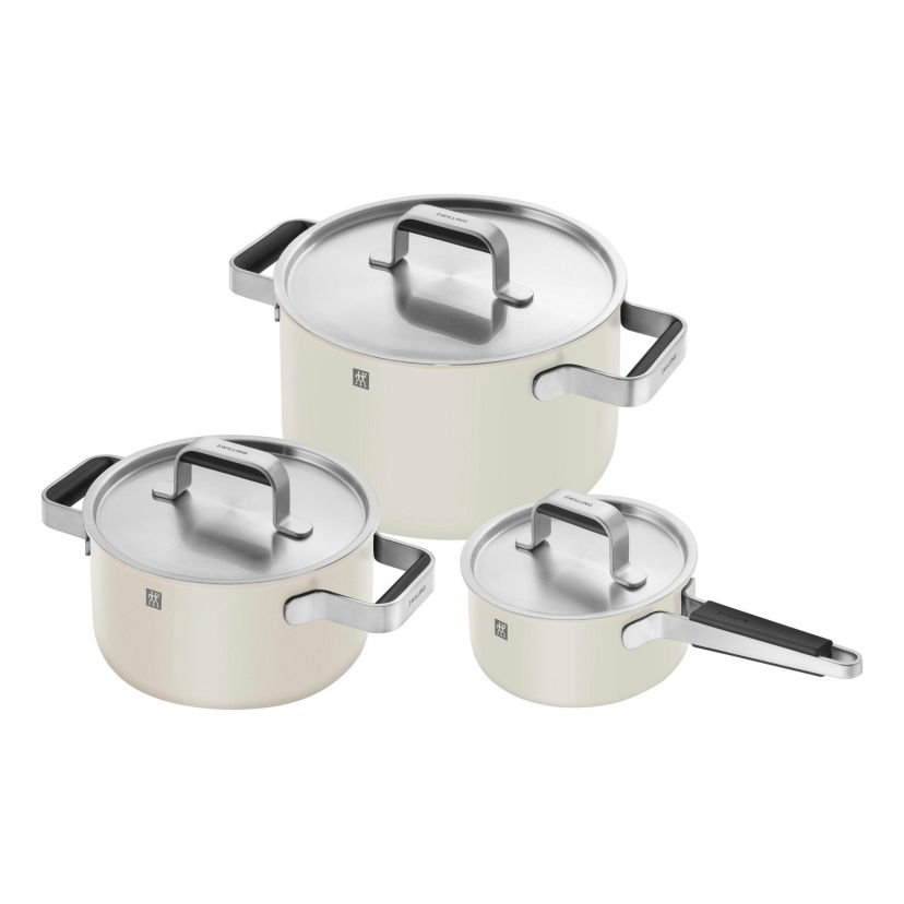 Pure 6pc Stainless Steel Pot Set Ivory White