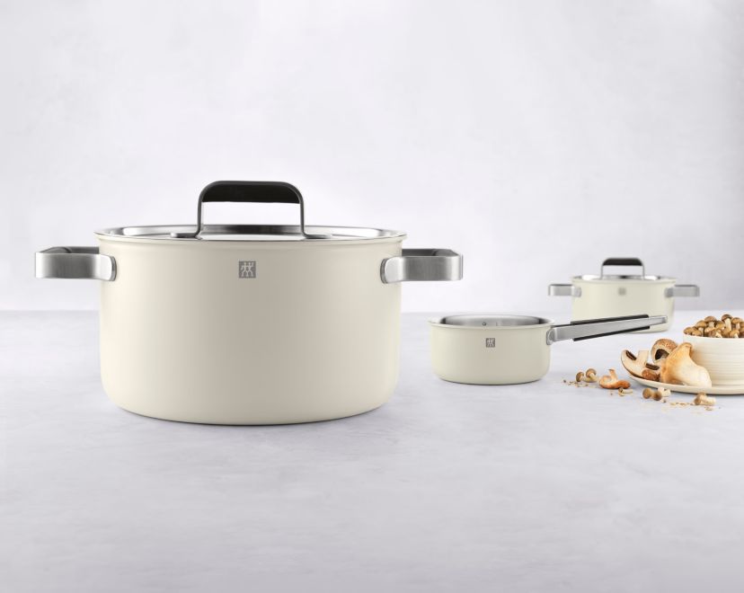 Pure 6pc Stainless Steel Pot Set Ivory White