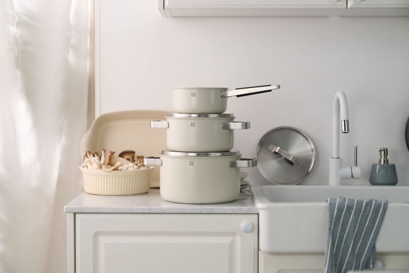Pure 6pc Stainless Steel Pot Set Ivory White