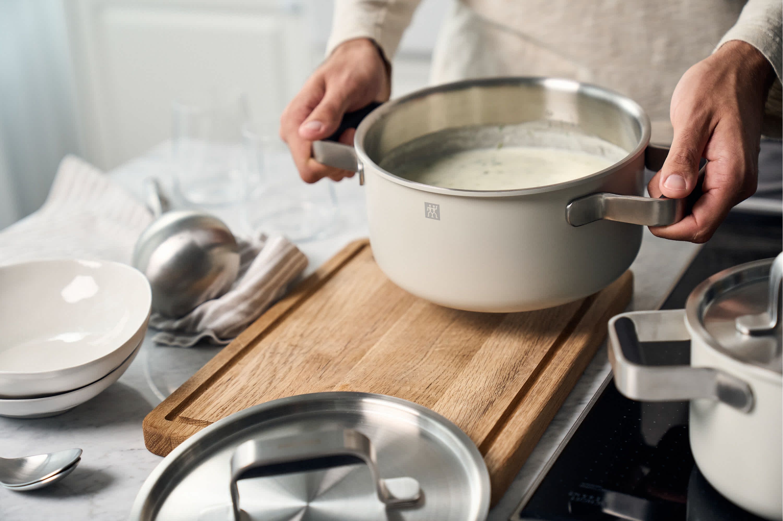 Pure 6pc Stainless Steel Pot Set Ivory White
