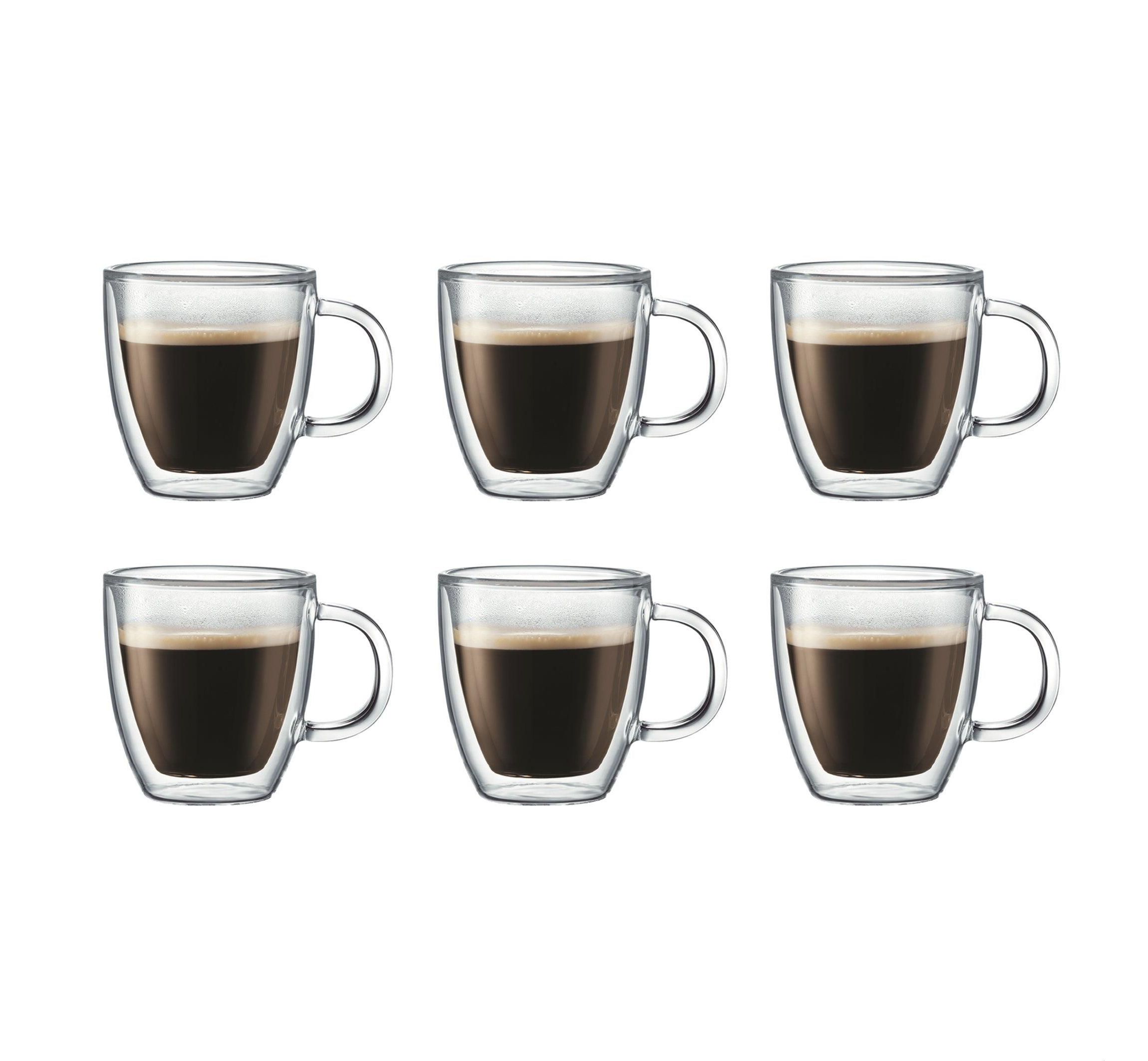 Bistro 6pc 10oz Double Wall Insulted Glass Mugs