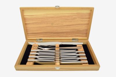 Wusthof - 10pc Mignon Steak Knife Set in Olivewood Presentation Box, Black