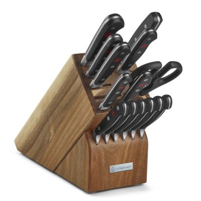 Farberware Triple Riveted Acacia Knife Block Set 15-piece in Blush and Gold