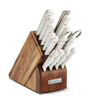 Wusthof - 16pc Gourmet Knife Block Set w/ White Handles, Black -  4002293121109