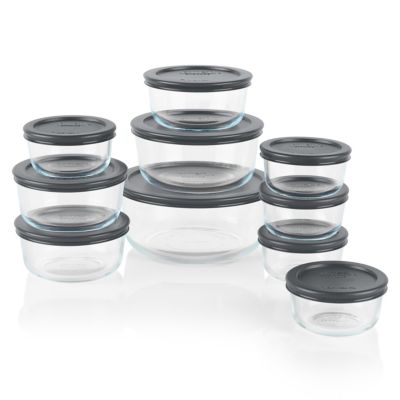 Pyrex Simply Store 20pc Storage Set w/ Gray Lids, Black -  0071160121027