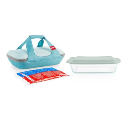 Pyrex Deep Portable 4pc Glass Baking Set w/ Green Sage Lid