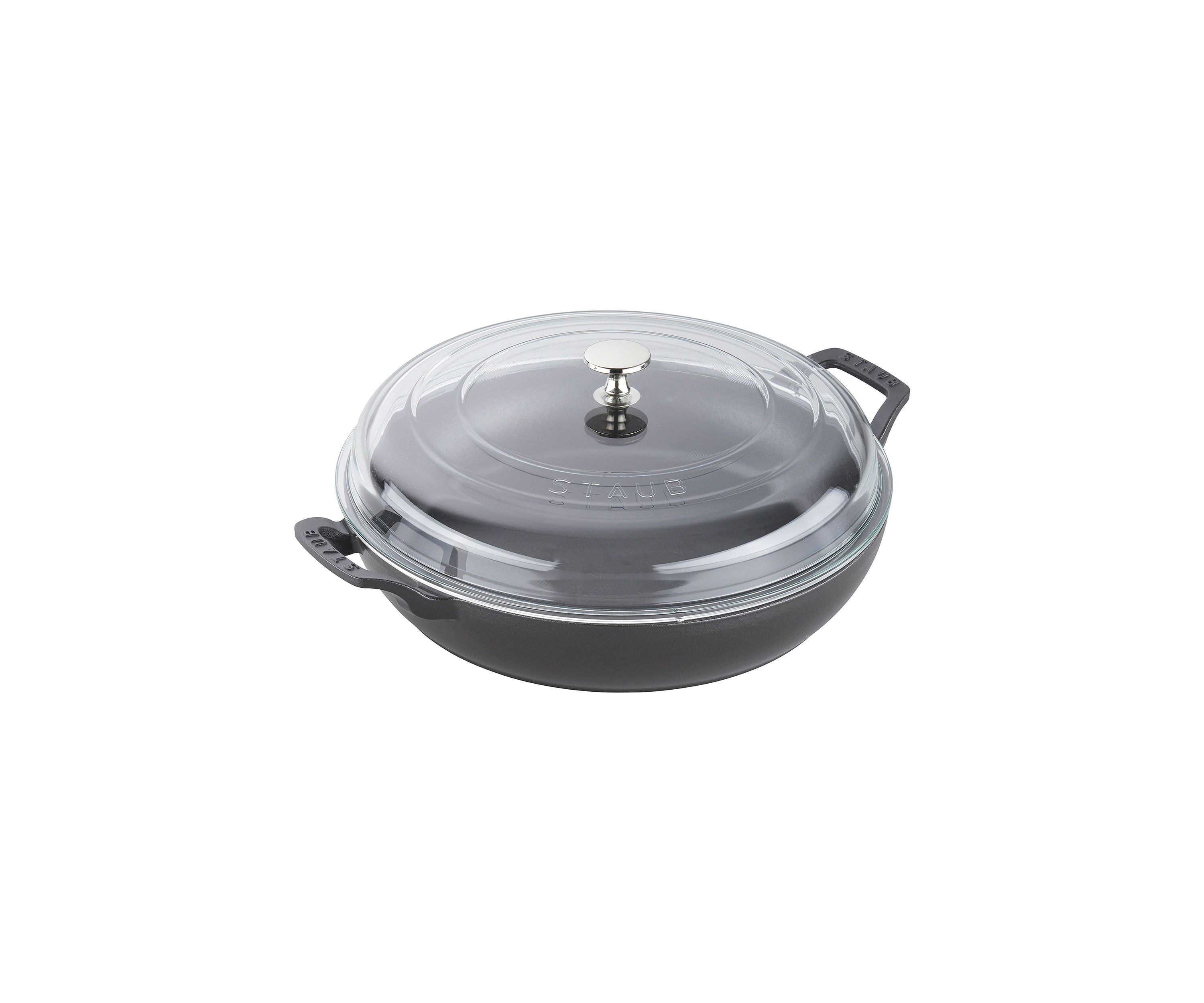 3.5 Quart Cast Iron Braiser w/ Glass Lid, Matt Black