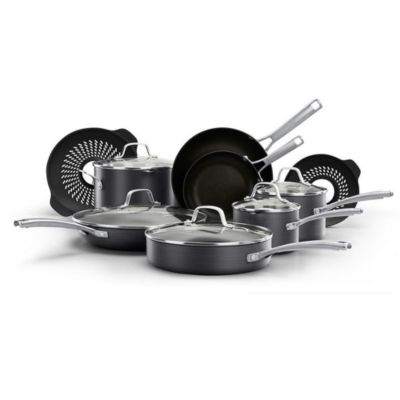 14-PC. Stainless Steel Cookware Set with Gold Accents