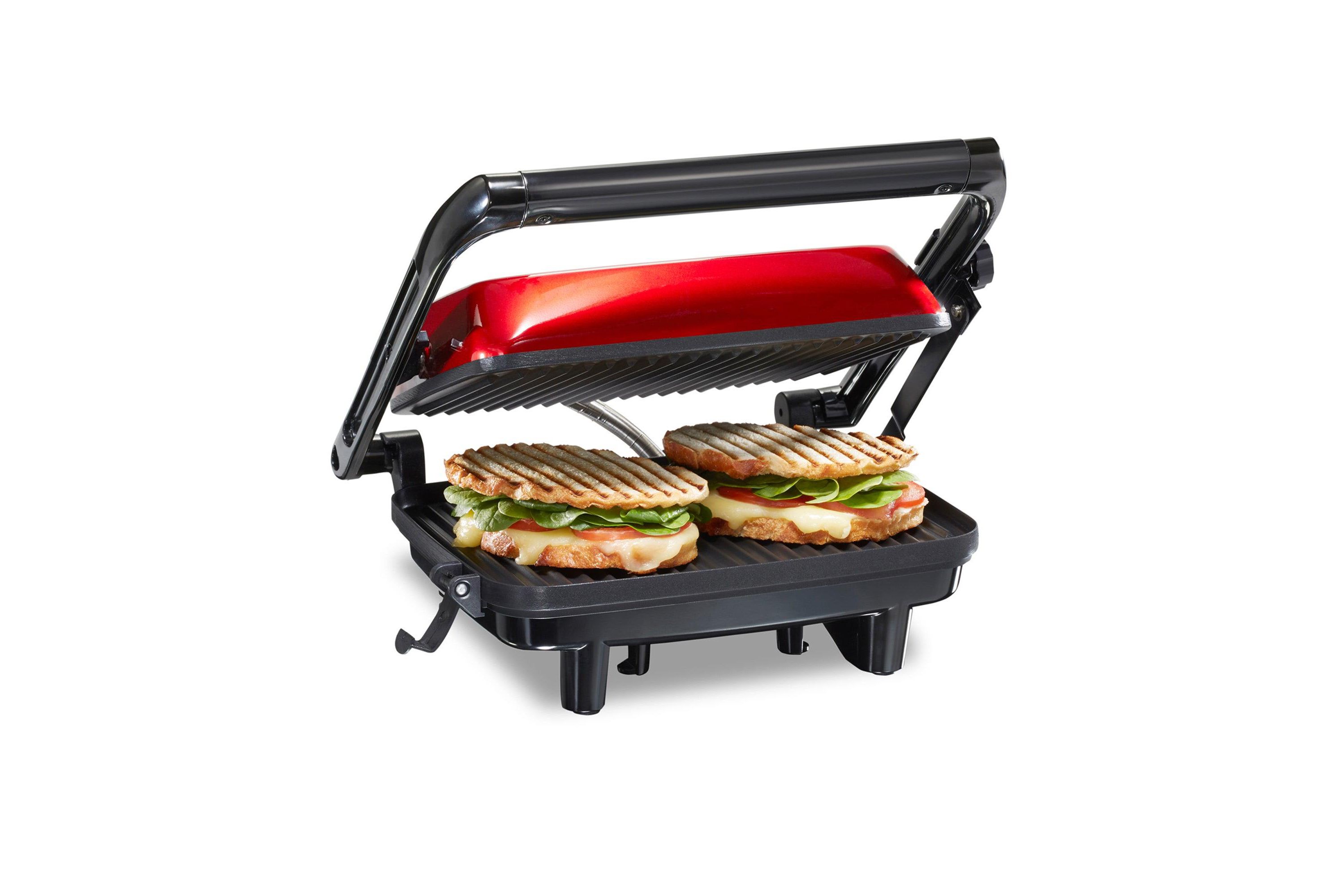 Panini Press Gourmet Sandwich Maker w/ Locking Lid Red