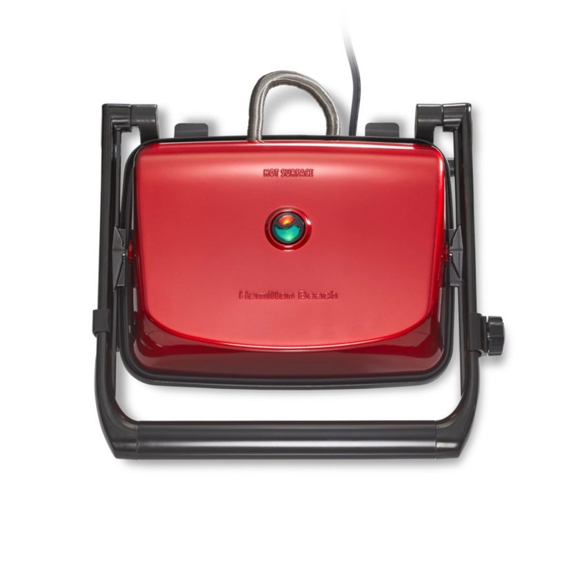 Panini Press Gourmet Sandwich Maker w/ Locking Lid Red