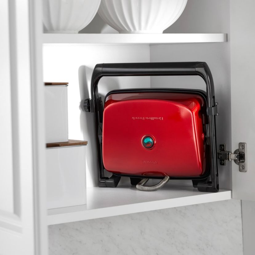 Panini Press Gourmet Sandwich Maker w/ Locking Lid Red