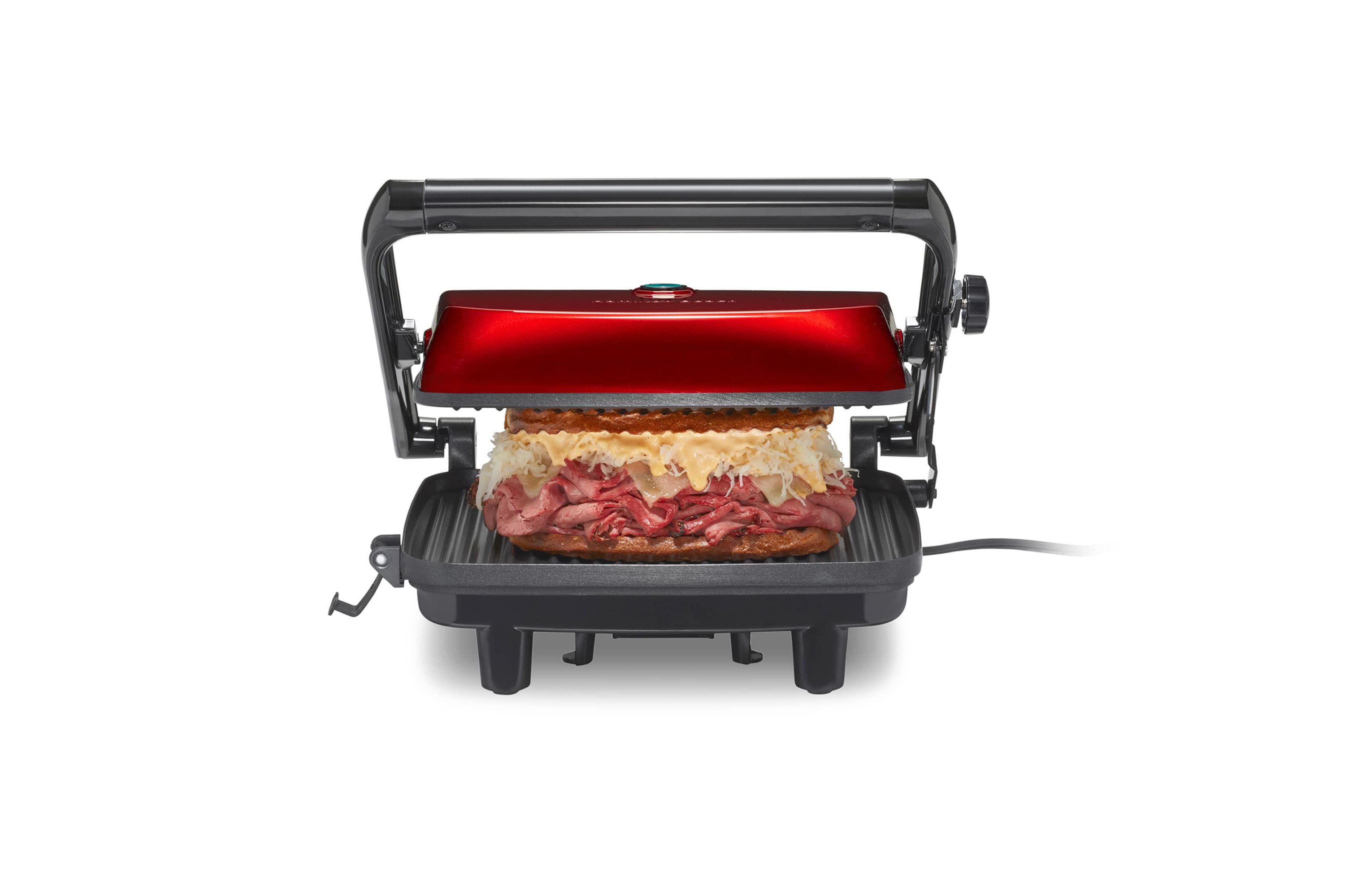 Panini Press Gourmet Sandwich Maker w/ Locking Lid Red