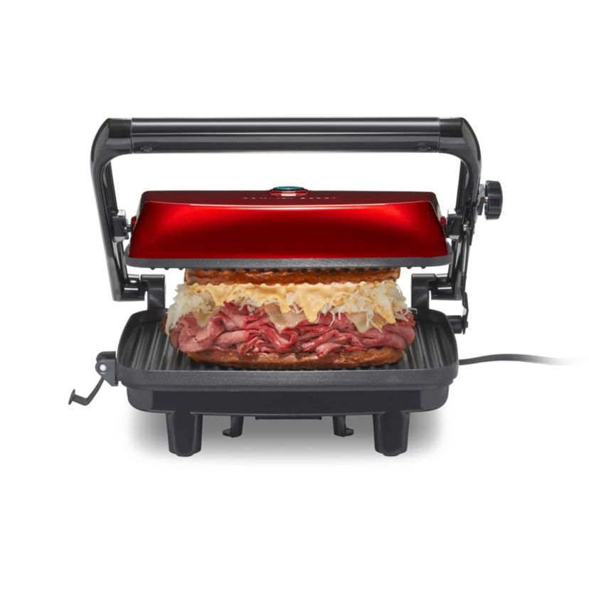 Panini Press Gourmet Sandwich Maker w/ Locking Lid Red