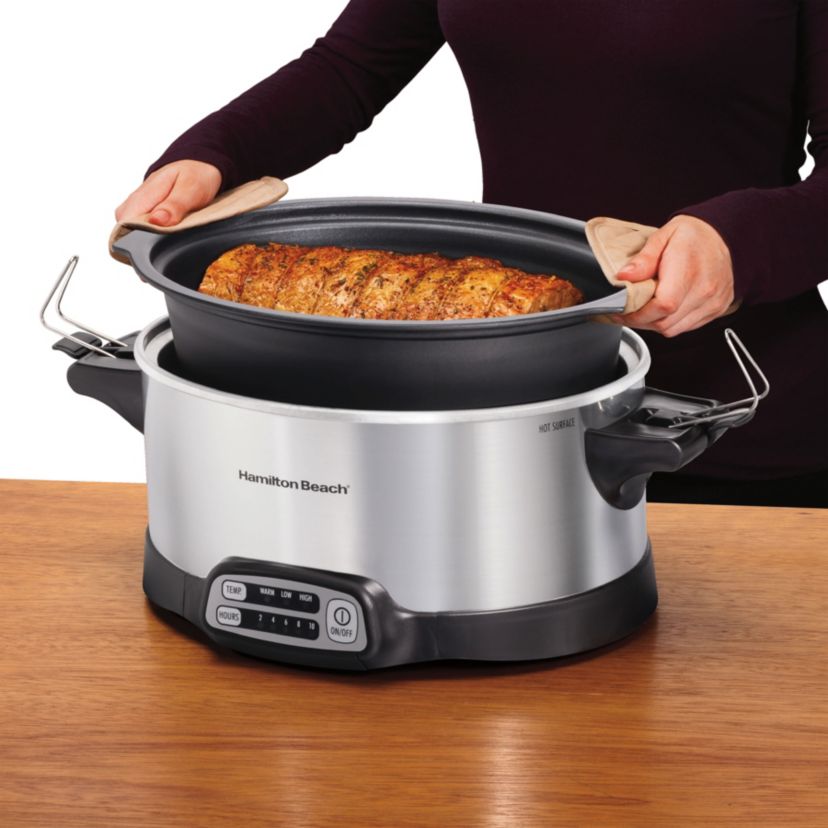 6qt Stay or Go Sear & Cook Programmable Slow Cooker Silver