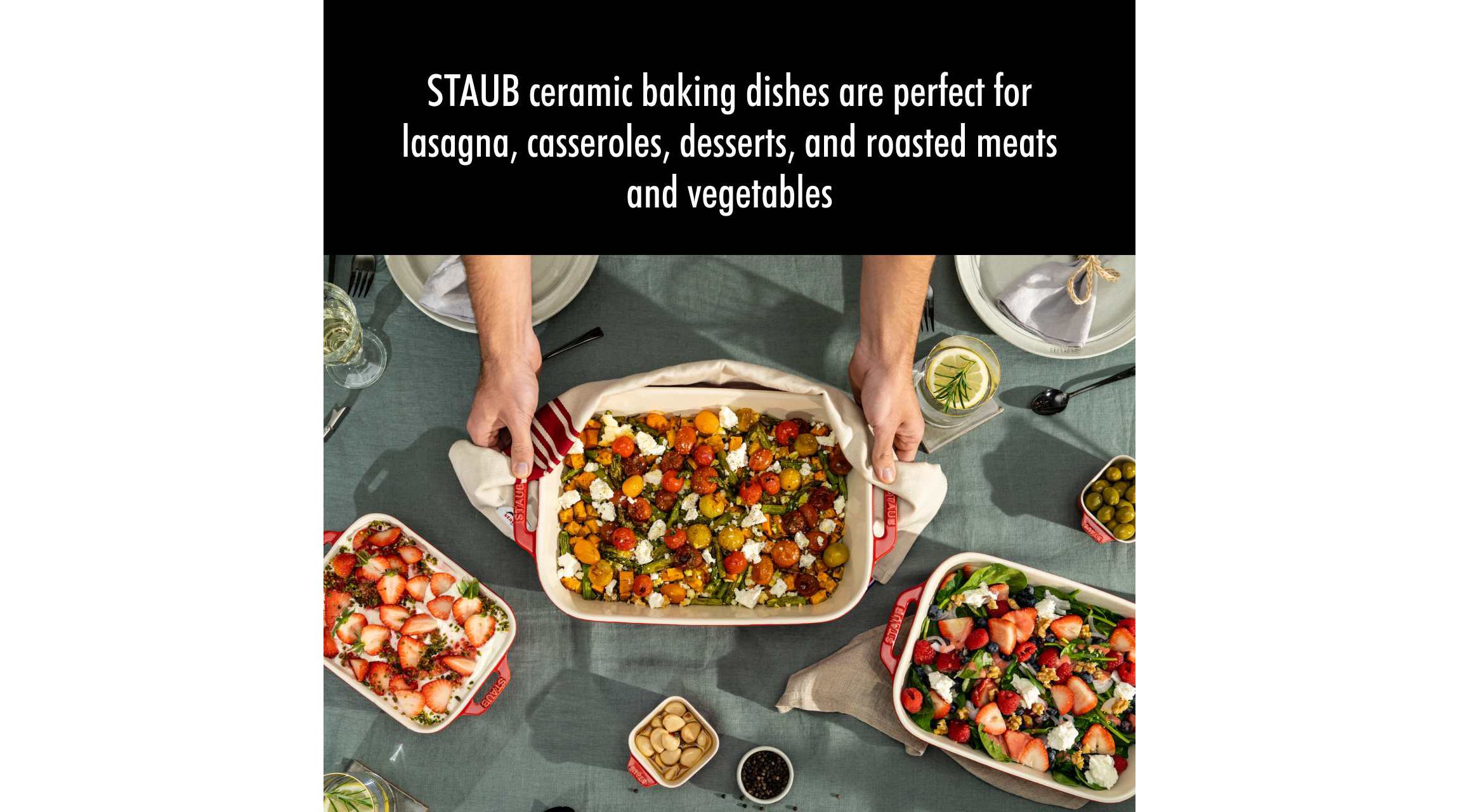 3pc Ceramic Rectangular Baking Dish Set Cherry