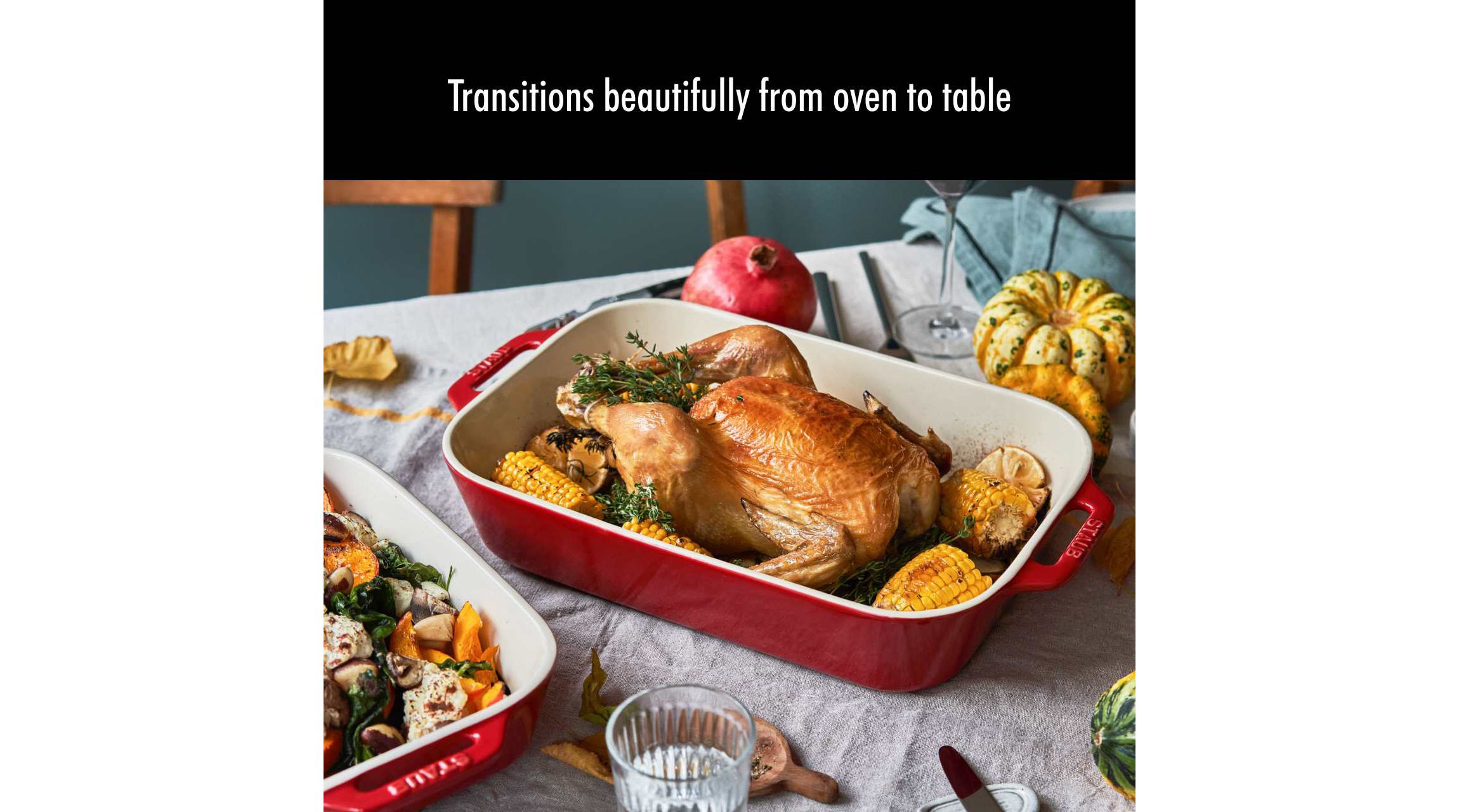 3pc Ceramic Rectangular Baking Dish Set Cherry