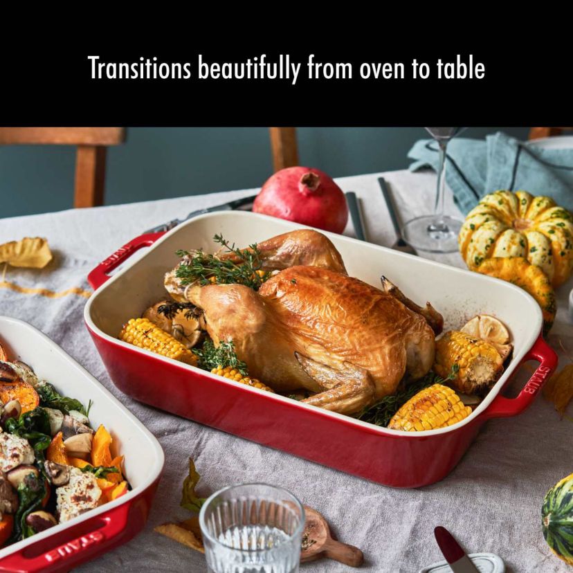 3pc Ceramic Rectangular Baking Dish Set Cherry