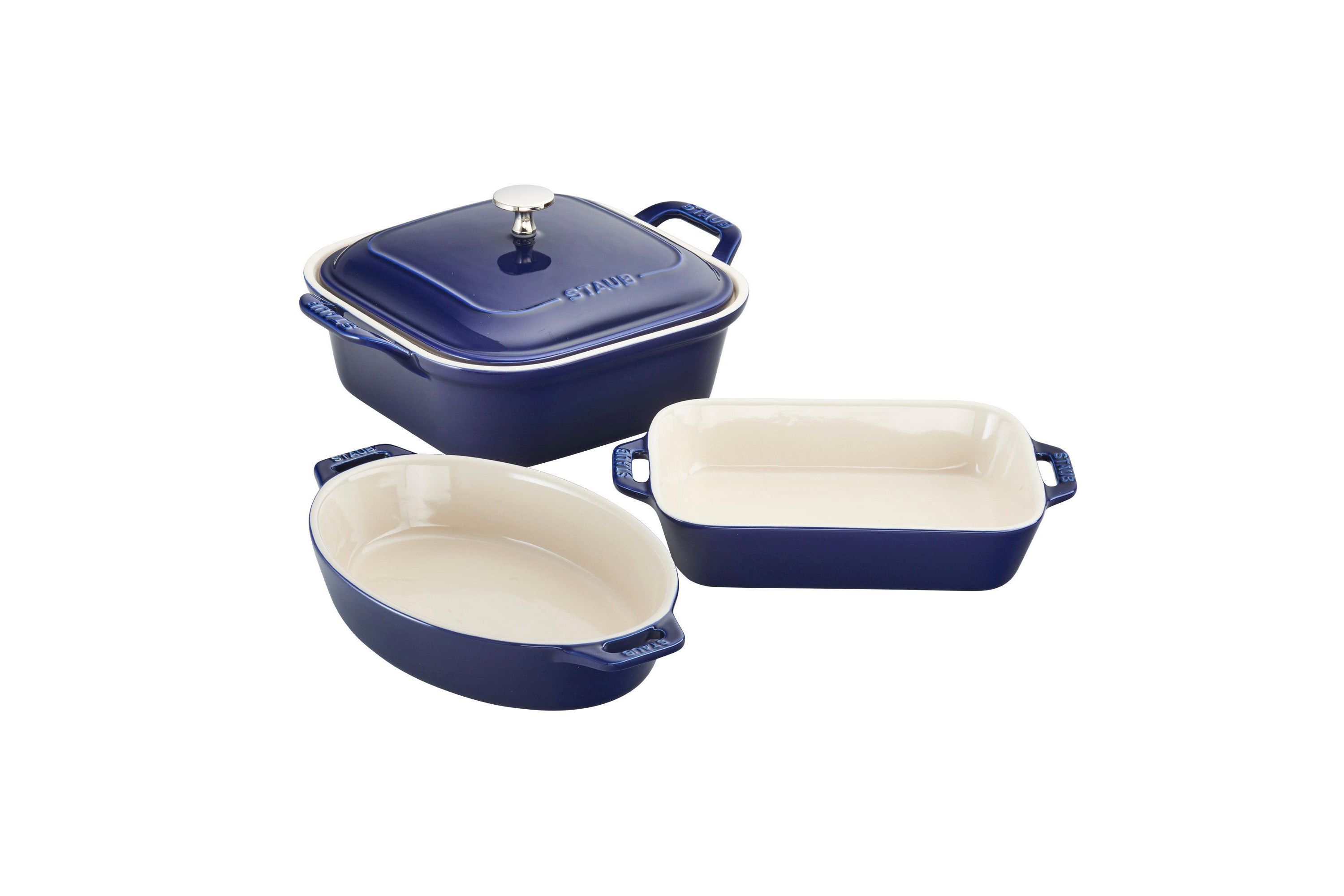4pc Mixed Baking Dish Set Dark Blue