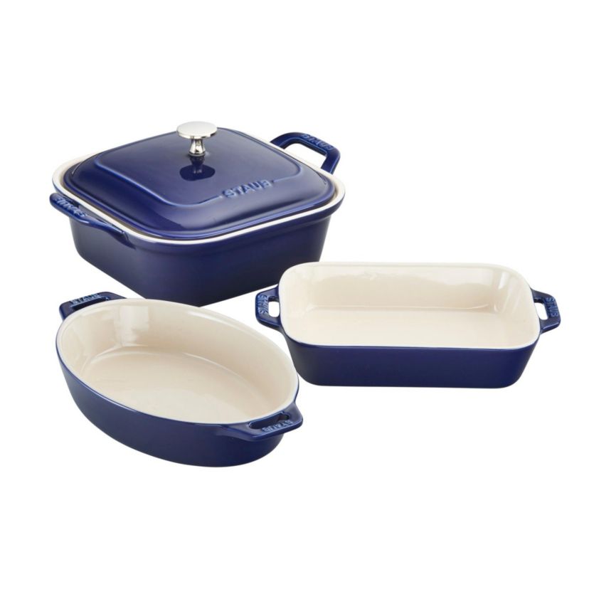 4pc Mixed Baking Dish Set Dark Blue