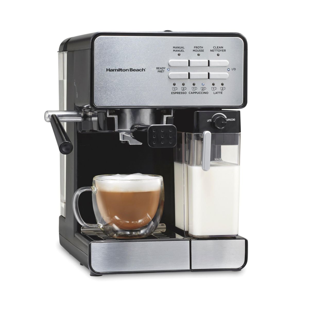 Slide & Lock Espresso Maker w/ Milk Reservoir
