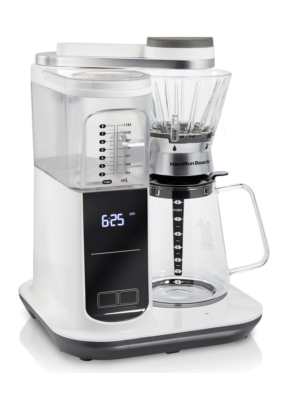 8 Cup Automatic or Manual Pour-Over Coffee Maker - White