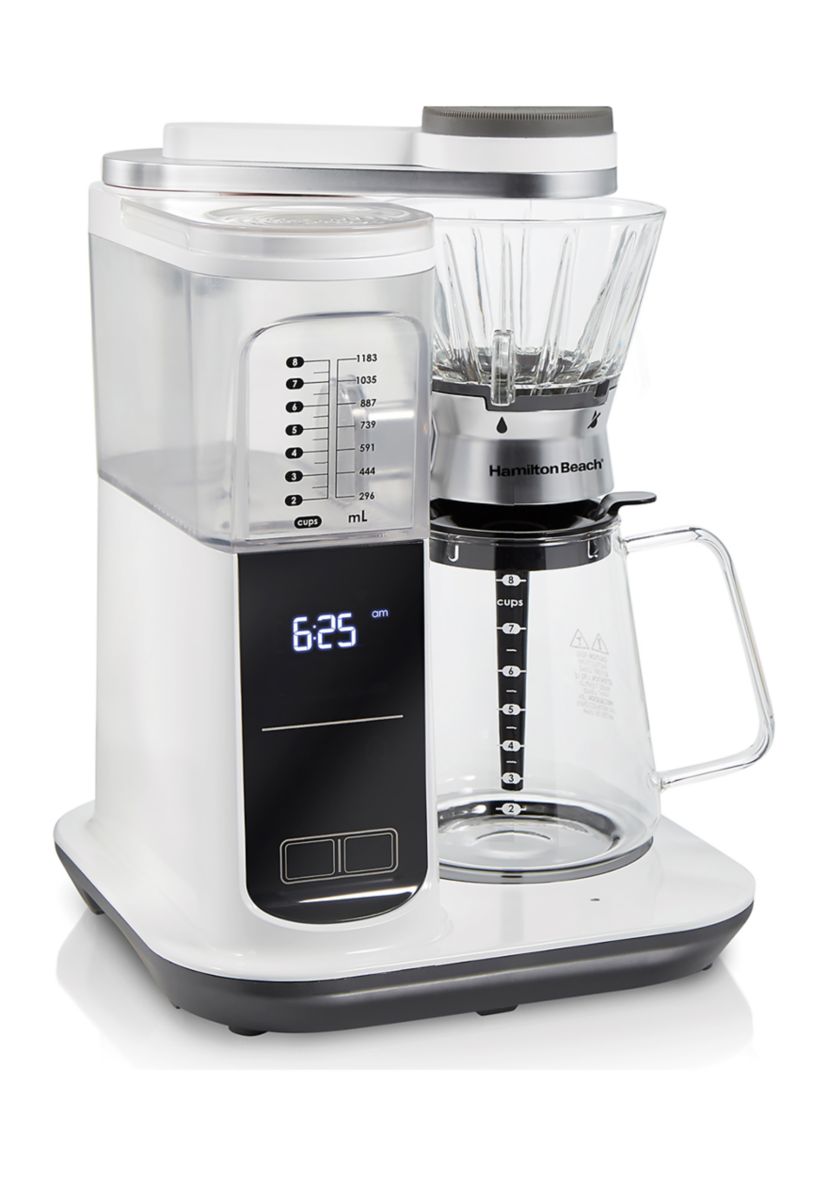 8 Cup Automatic or Manual Pour-Over Coffee Maker - White