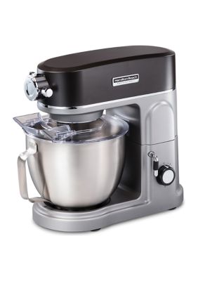 Hamilton Beach 5 Quart All Metal Stand Mixer with Hub  Gray
