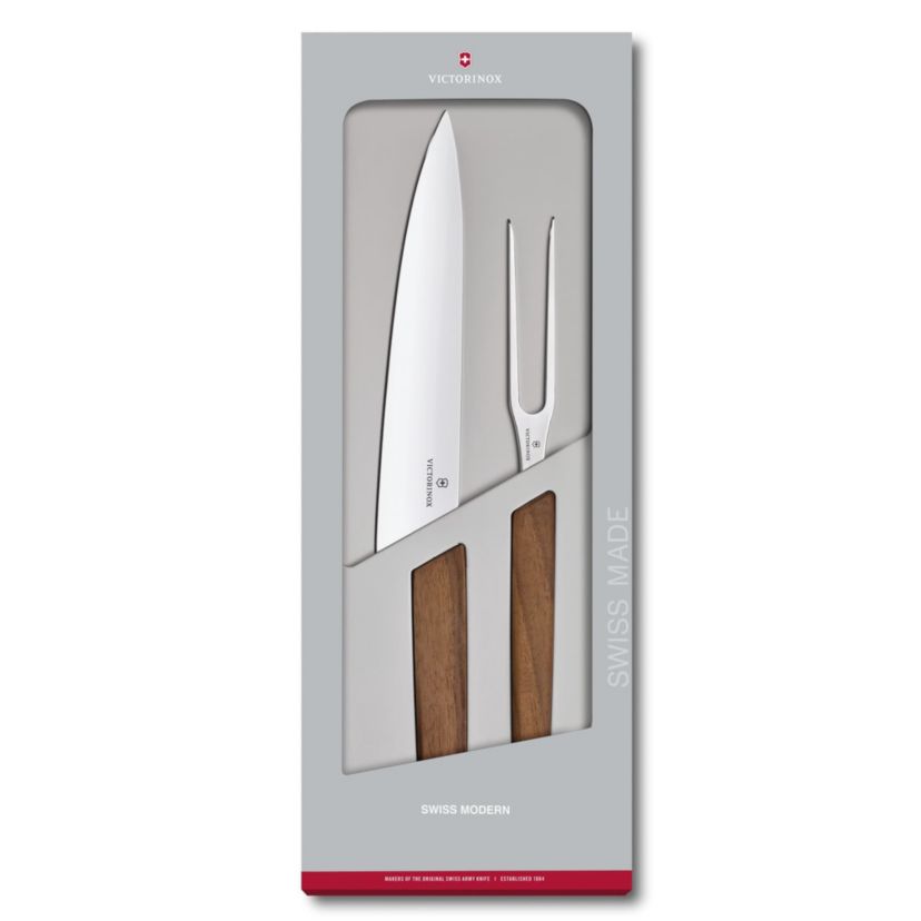 Swiss Modern 2pc Carving Set Walnut