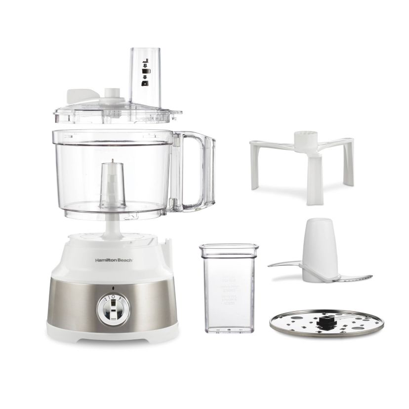 10 Cup Food Processor w/ Bowl Scraper White & Stainless Steel