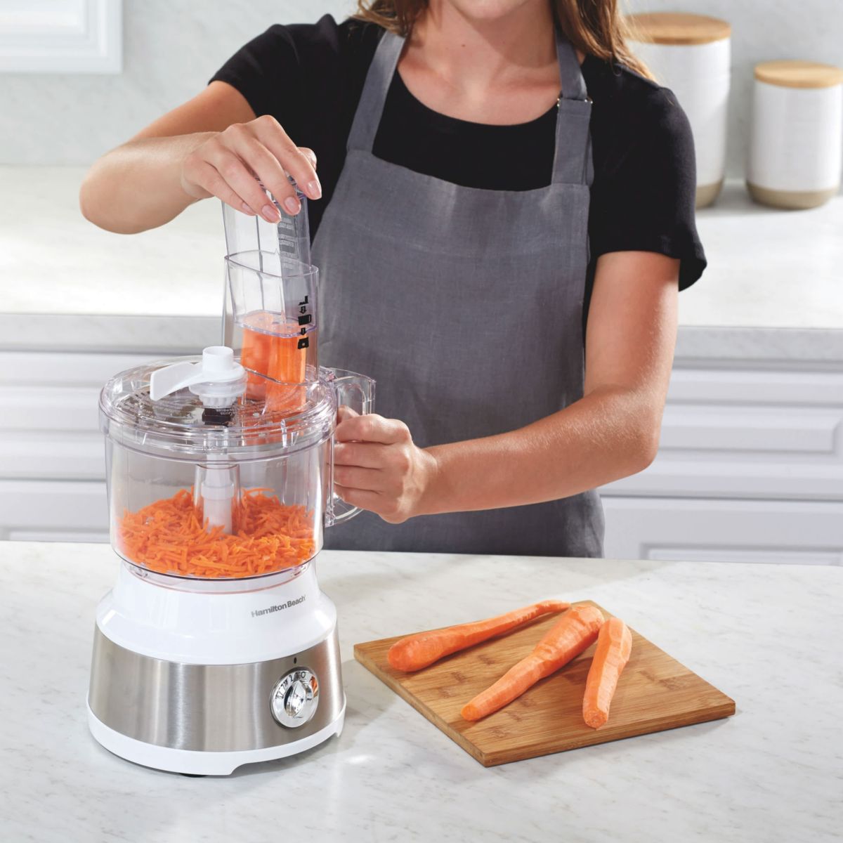 10 Cup Food Processor w/ Bowl Scraper White & Stainless Steel