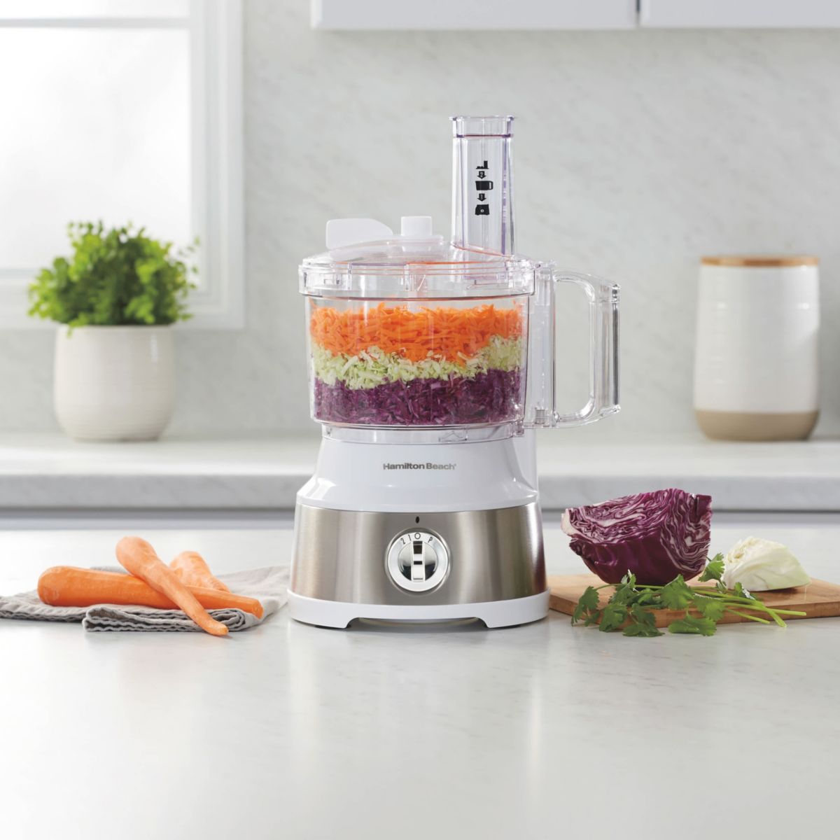 10 Cup Food Processor w/ Bowl Scraper White & Stainless Steel