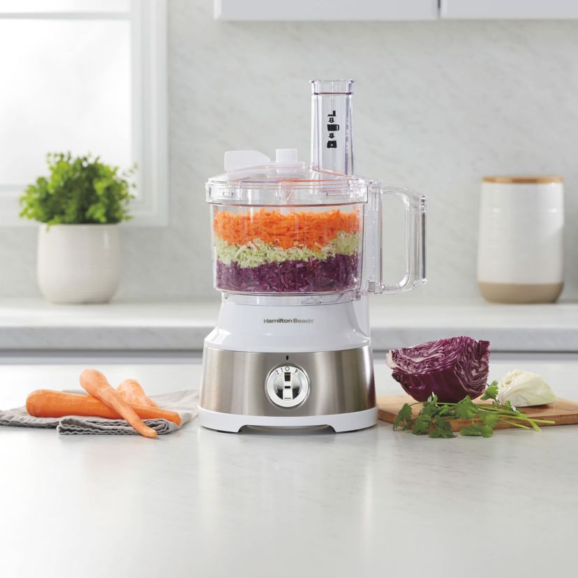 10 Cup Food Processor w/ Bowl Scraper White & Stainless Steel