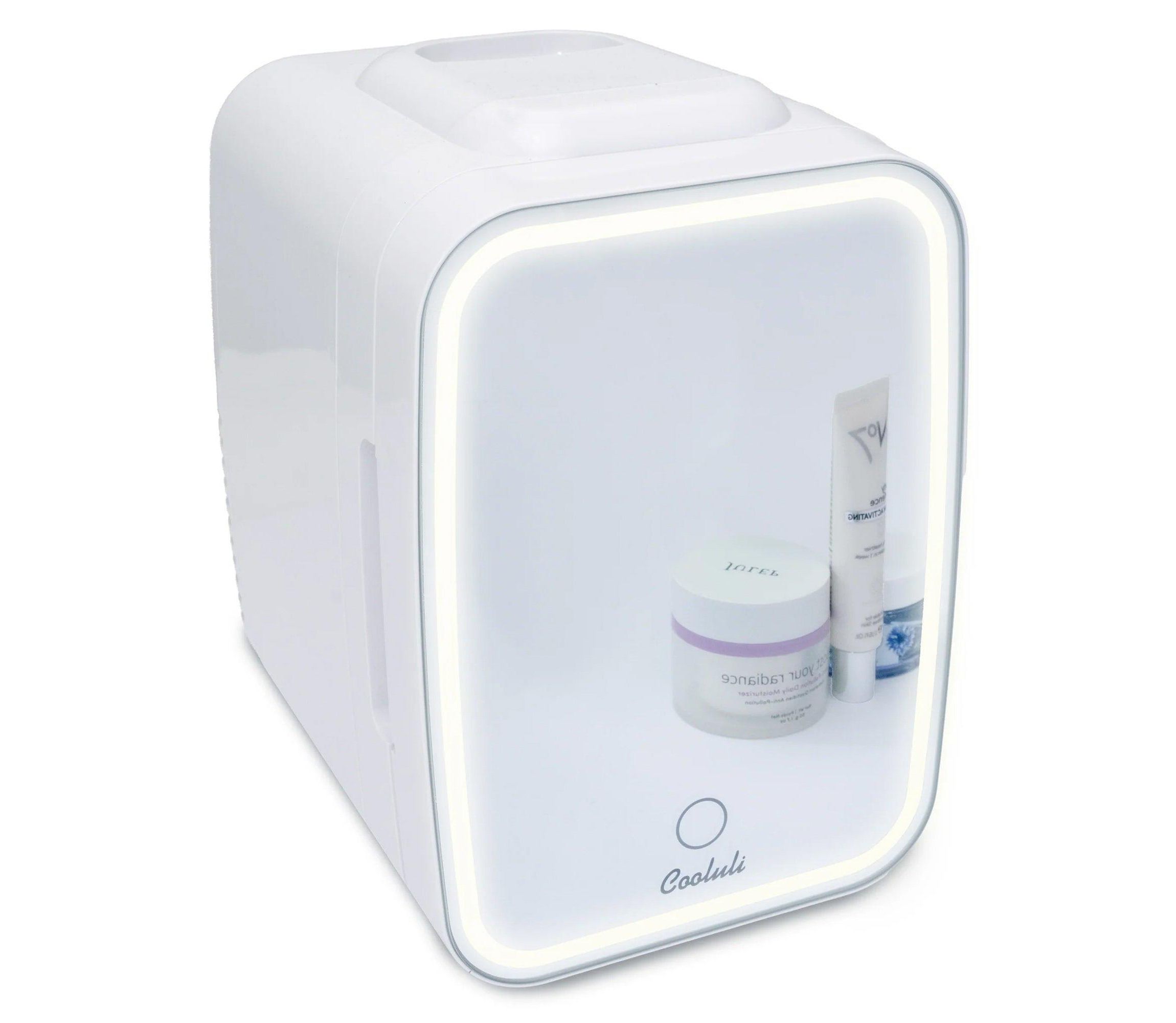 Glow 4L Mini Skincare Fridge w/ Mirror & LED Light White