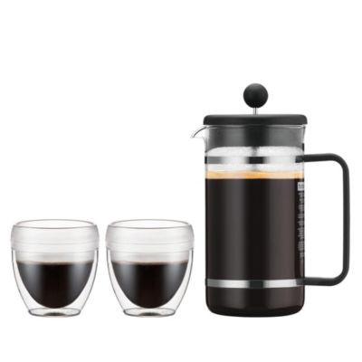 Bodum Bistro 8 Cup French Press Coffeemaker w/ 2 Pavina Cups, Black