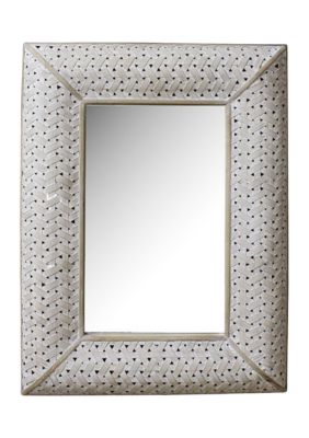 White Square Woven Mirror 