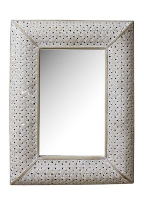 White Square Woven Mirror