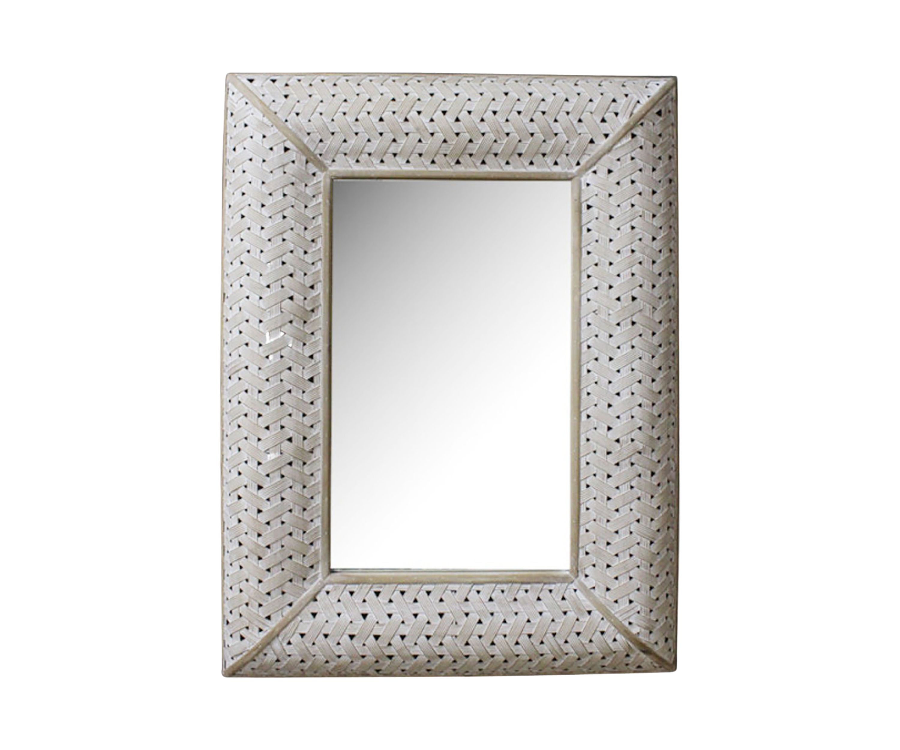 White Square Woven Mirror