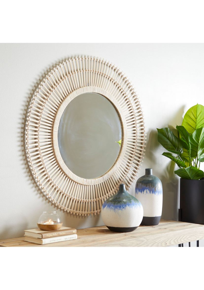 Bohemian Bamboo Wood Wall Mirror