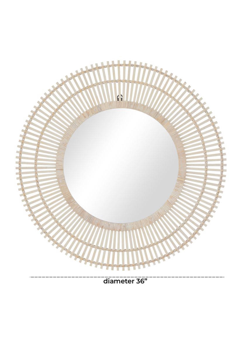Bohemian Bamboo Wood Wall Mirror