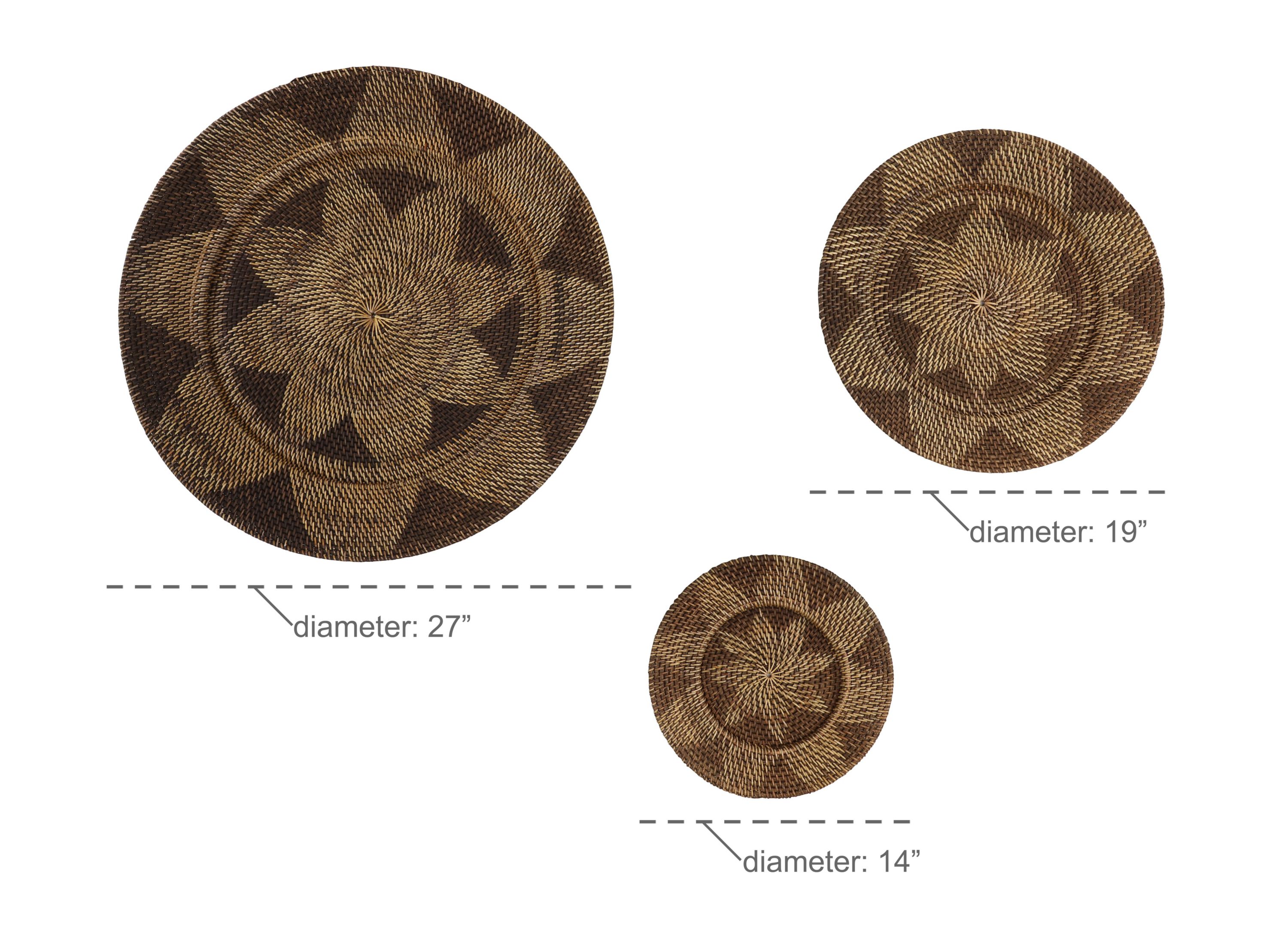 Traditional Rattan Wall Decor - Set of 3